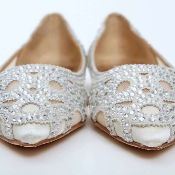 NIB Badgley Mischka Gigi Crystal Embellished Pointed Toe Flats - Picture 11 of 15